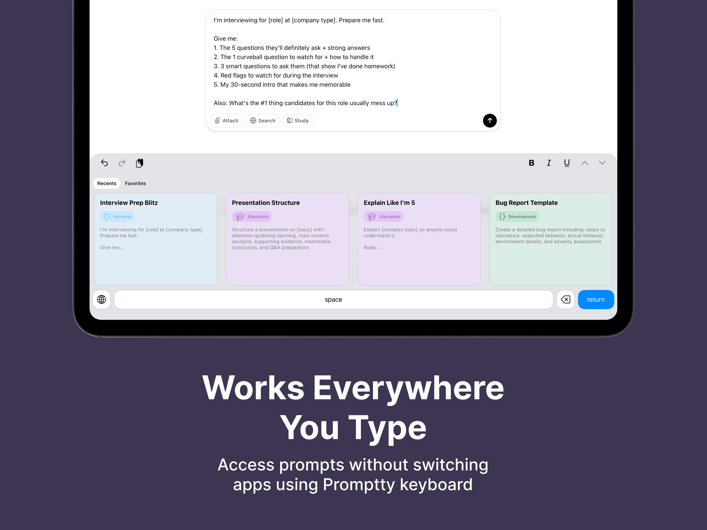 Works Everywhere You Type